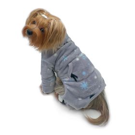 Ultra Thick Plush Penguins Turtleneck Pajamas (Color: gray, size: M)